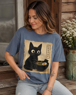 Black Cat Ramen Shirt, Cute Kawaii Noodle Tee, Japanese Food Comfort Colors T-Shirt, Ramen Lover Gift