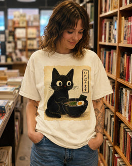 Black Cat Ramen Shirt, Cute Kawaii Noodle Tee, Japanese Food Comfort Colors T-Shirt, Ramen Lover Gift