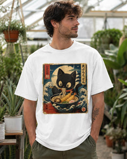 Udon Cat Shirt, Cute Black Cat Japanese Noodle Tee, Kawaii Comfort Colors T-Shirt, Foodie Cat Lover Gift