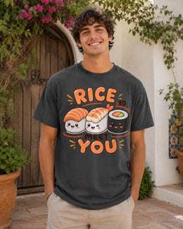 Rice To Meet You Sushi Shirt, Cute Kawaii Sushi Tee, Japanese Food Comfort Colors T-Shirt, Sushi Lover Gift