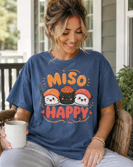 Miso Happy Sushi Shirt, Cute Kawaii Sushi Tee, Japanese Food Comfort Colors T-Shirt, Sushi Lover Gift
