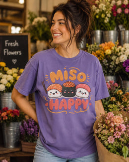 Miso Happy Sushi Shirt, Cute Kawaii Sushi Tee, Japanese Food Comfort Colors T-Shirt, Sushi Lover Gift