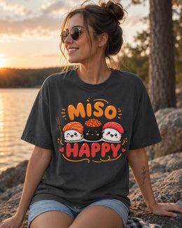 Miso Happy Sushi Shirt, Cute Kawaii Sushi Tee, Japanese Food Comfort Colors T-Shirt, Sushi Lover Gift