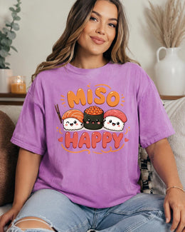 Miso Happy Sushi Shirt, Cute Kawaii Sushi Tee, Japanese Food Comfort Colors T-Shirt, Sushi Lover Gift
