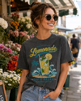 Lemonade Shirt, Coastal Breeze Summer Tee, Sip and Relax Comfort Colors T-Shirt, Beach Vacation Gift