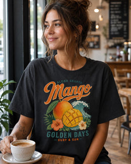 Mango Shirt, Tropical Fruit Beach Tee, Golden Days Comfort Colors T-Shirt, Aloha Summer Vacation Gift
