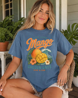 Mango Shirt, Tropical Fruit Beach Tee, Golden Days Comfort Colors T-Shirt, Aloha Summer Vacation Gift