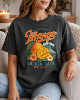 Mango Shirt, Tropical Fruit Beach Tee, Golden Days Comfort Colors T-Shirt, Aloha Summer Vacation Gift