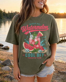 Watermelon Shirt, Beach Day Summer Tee, Cool Off Comfort Colors T-Shirt, Tropical Vacation Gift
