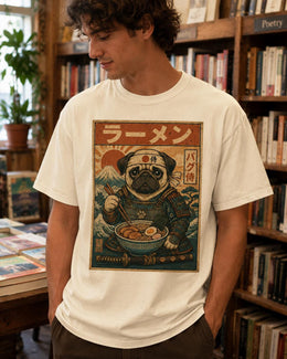 Samurai Pug Ramen Shirt, Cute Japanese Noodle Dog Tee, Comfort Colors T-Shirt, Pug Lover Gift