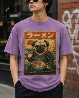 Samurai Pug Ramen Shirt, Cute Japanese Noodle Dog Tee, Comfort Colors T-Shirt, Pug Lover Gift