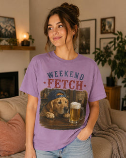 Weekend Fetch Dog Shirt, Golden Retriever Beer Tee, Funny Comfort Colors T-Shirt, Dog Dad Gift