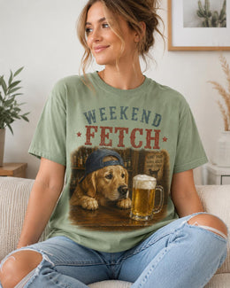 Weekend Fetch Dog Shirt, Golden Retriever Beer Tee, Funny Comfort Colors T-Shirt, Dog Dad Gift