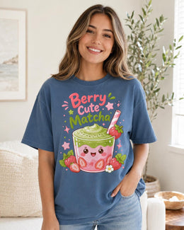 Berry Cute Matcha Shirt, Cute Strawberry Matcha Tee, Kawaii Comfort Colors T-Shirt, Cafe Lover Gift