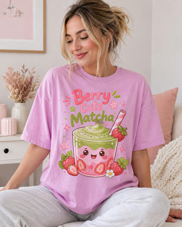 Berry Cute Matcha Shirt, Cute Strawberry Matcha Tee, Kawaii Comfort Colors T-Shirt, Cafe Lover Gift