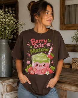 Berry Cute Matcha Shirt, Cute Strawberry Matcha Tee, Kawaii Comfort Colors T-Shirt, Cafe Lover Gift