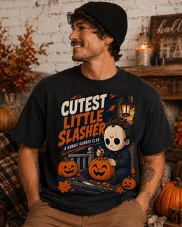 Cutest Little Slasher Shirt, Kawaii Horror Club Halloween Comfort Colors T-Shirt, Pumpkin Tee